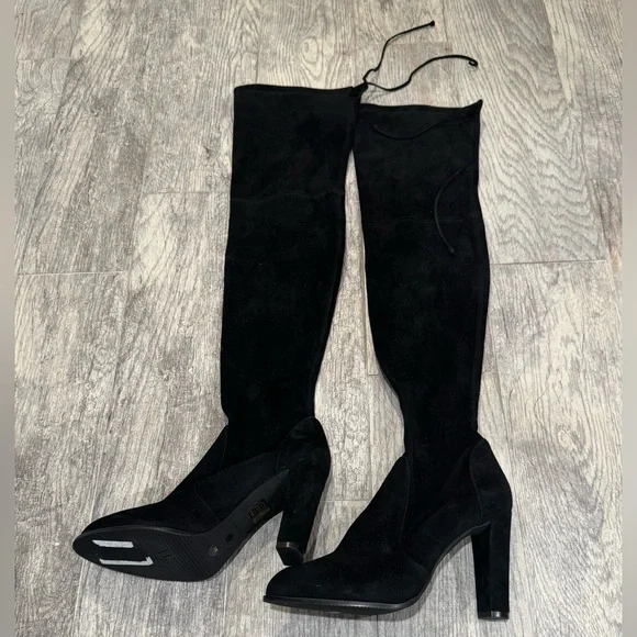 Stuart Weitzman black suede Highland over the knee boots